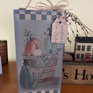 Rustic Home Decor Handmade Farmhouse Fall Decor Pumpkin Sign Tier Tray Sign NEW